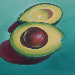 Avocado, acrylic on paper, 24x31,4 cm