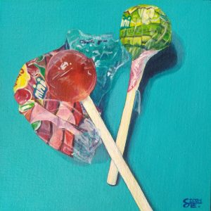 ChupaChups, acrylic on canvas paneel, 20x20cm