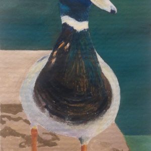 _Duck_, acrylic on paper, 17x10,5cm