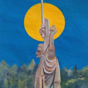 Monument of liberty and peace, acrylic on paper, A5