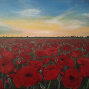 Poppy field, acrylic on canvas, 18x24 cm